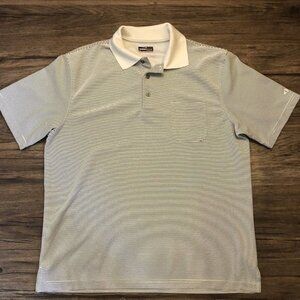 Grand Slam Mens XL White Striped Short Sleeved Golf Polo Shirt